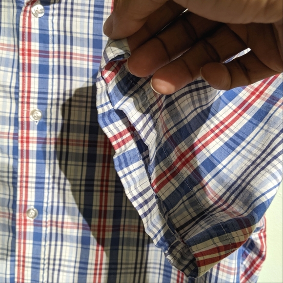 Duskgoo (KANGAROO) short sleeve plaid button u Men's medium. - Picture 5 of 8